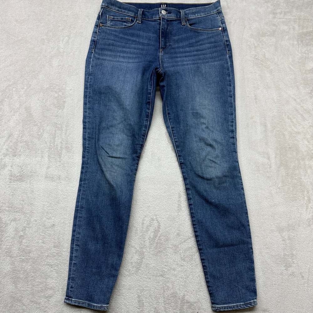 Gap Jeans Womens 30R True Skinny Medium Indigo Wash Blue Stretch Whiskered Denim